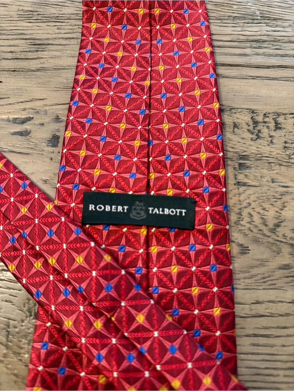 Robert Talbott Red Geometric Pattern Kids Tie